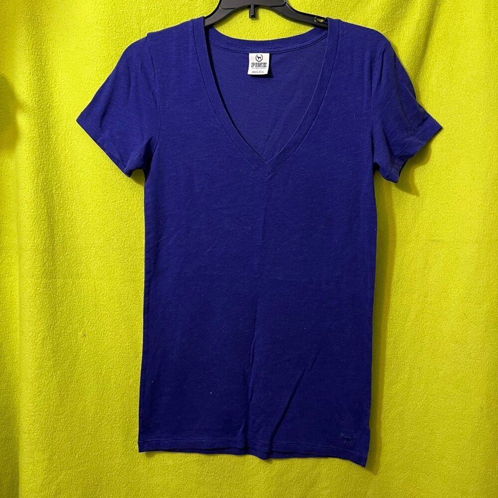 Victoria’s Secret PINK Vintage V-Neck Basic Tee Purple Blue S 2012 VS